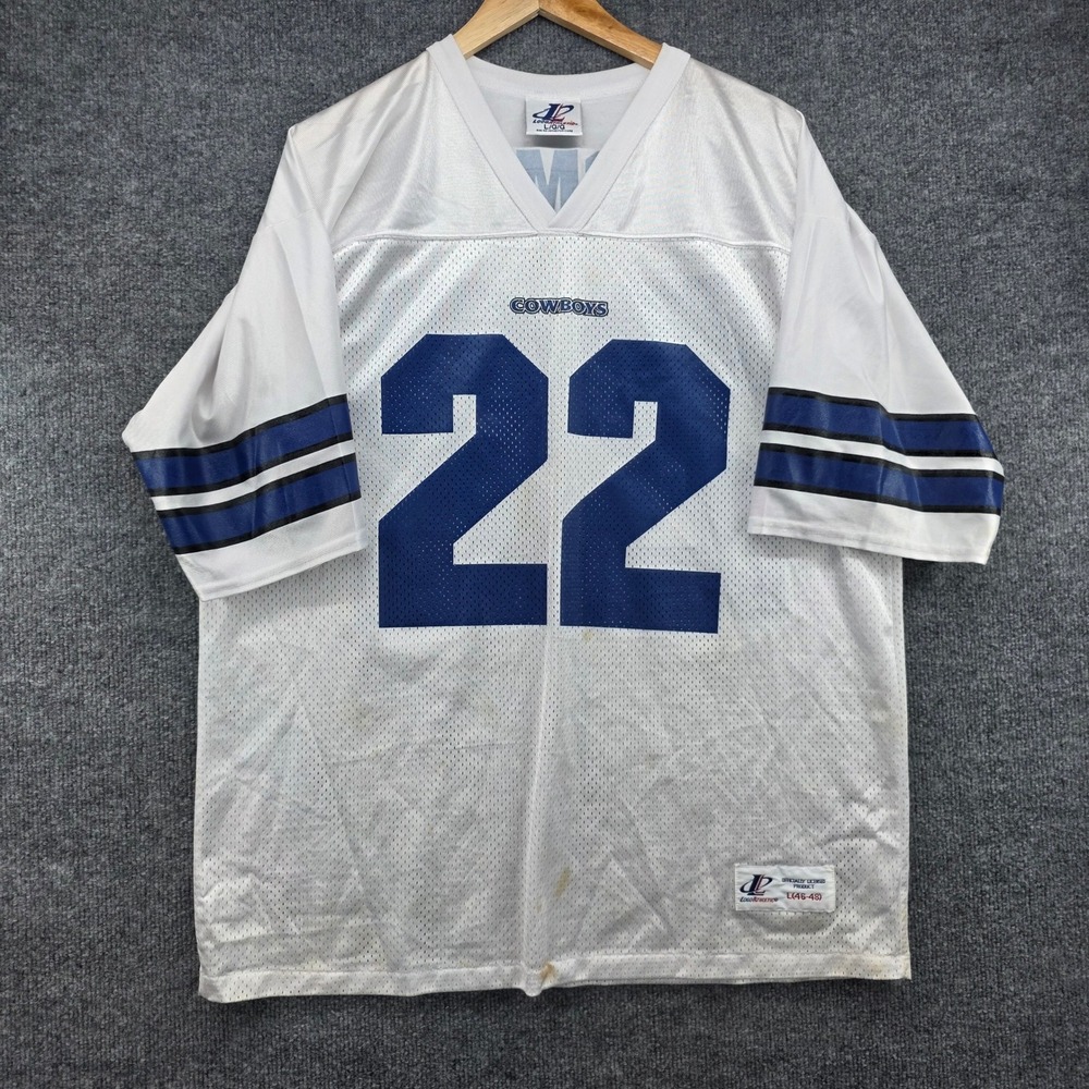 Vintage Logo Athletic Dallas Cowboys Emmitt Smith 22 Jersey Mens Large White 90s - Picture 1 of 9
